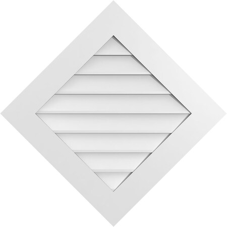 Ekena Millwork Diamond Surface Mount PVC Gable Vent: Functional, w/ 3-1/2"W x 1"P Standard Frame, 32"W x 32"H GVPDI32X3201SF